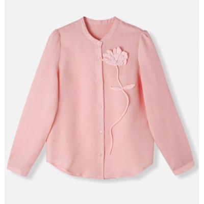 【Premium Line】2025 Spring New Fashion Stiff Hand-Embroidered Floral Long-Sleeve Shirt